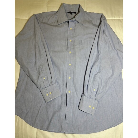 Tommy Hilfiger Men's Size 16.5 34-35 Blue Striped Long-Sleeve Button-Up Shirt - Picture 1 of 12